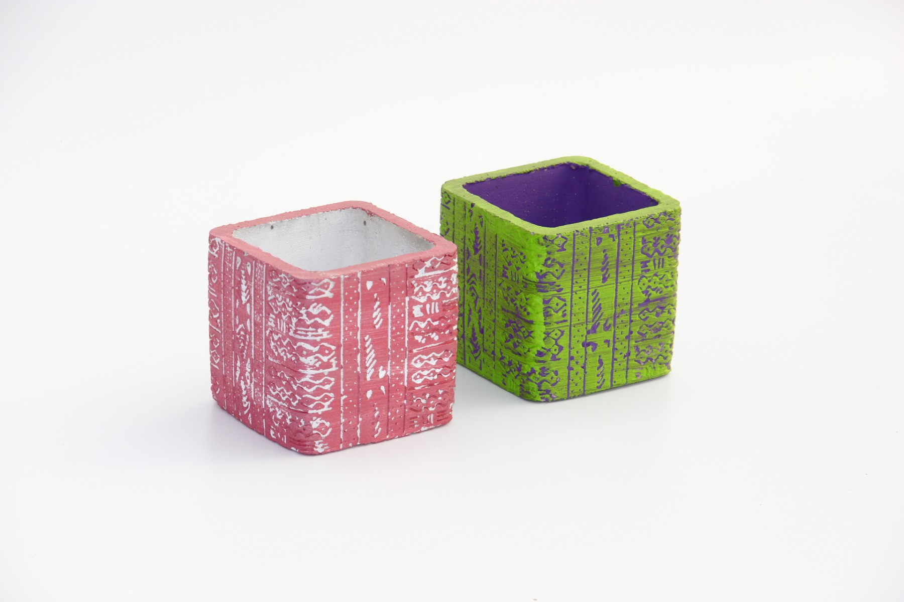 KAKTÜS SAKSI SETİ - 2 ADET EL YAPIMI ARKAİK PEMBE-YEŞİL KAKTÜS SAKSI SETİ - 2 ADET EL YAPIMI ARKAİK PEMBE-YEŞİL