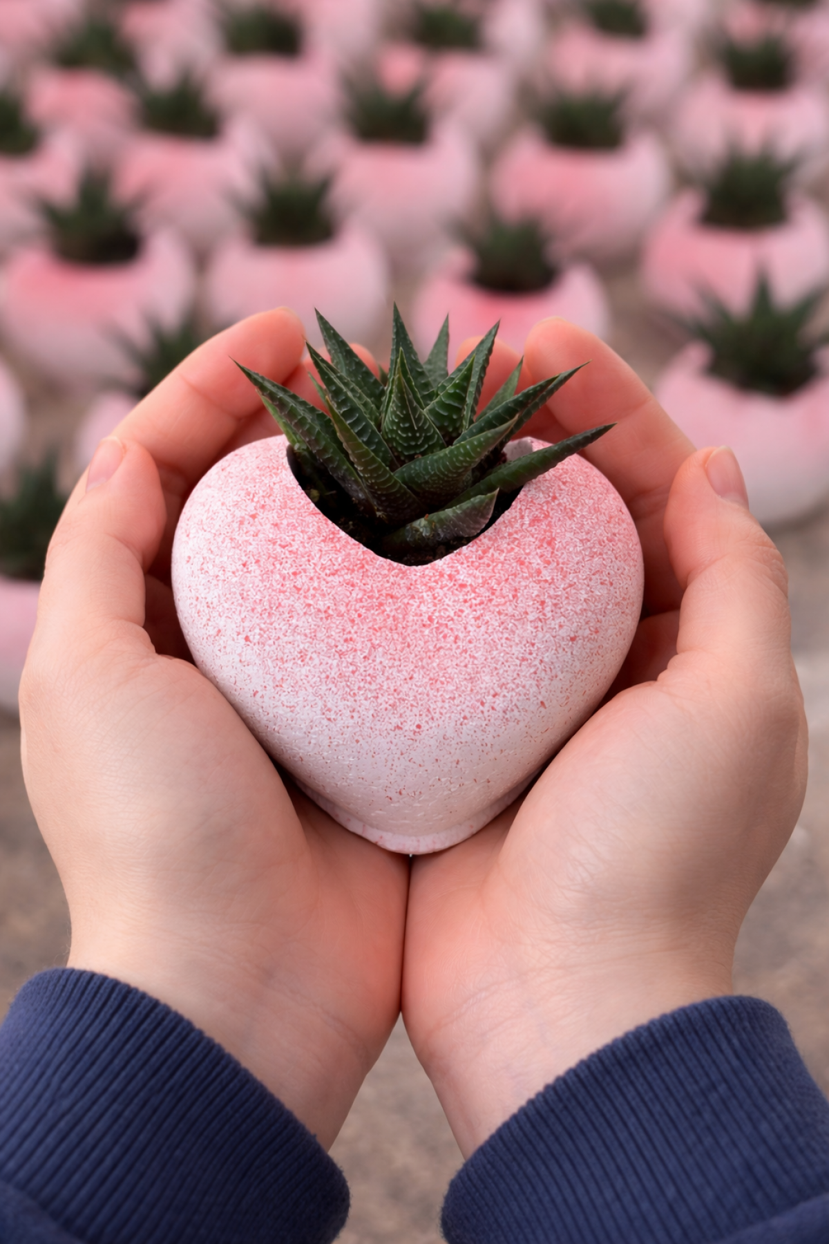 Kalp Saksıda Canlı Sukulent | Romantik Hediyelik