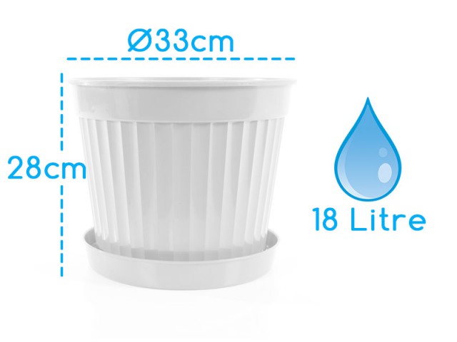 Klasik Salon Saksısı Tabaklı 3 Adet 18 lt Beyaz Klasik Salon Saksısı Tabaklı 3 Adet 18 lt Beyaz